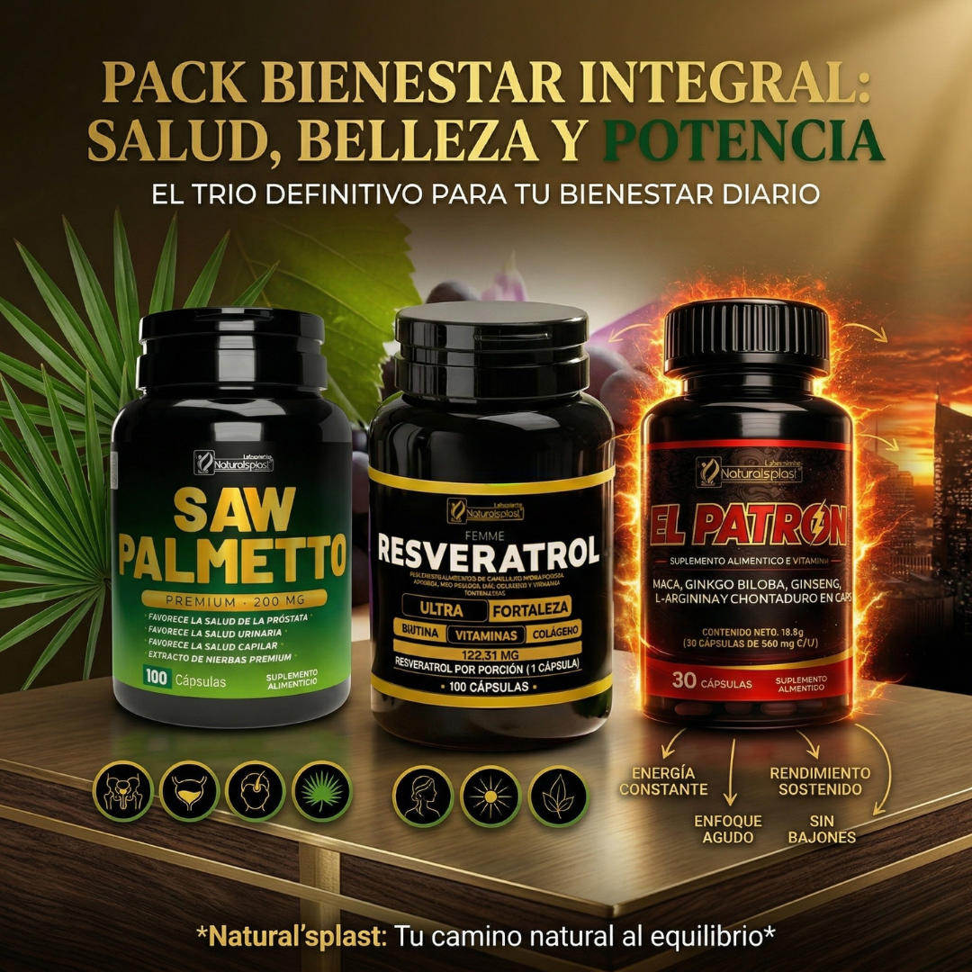 COMBO RENDIMIENTO SUPERIOR 🔥 El Patron + Saw Palmetto + Resveratrol🔥